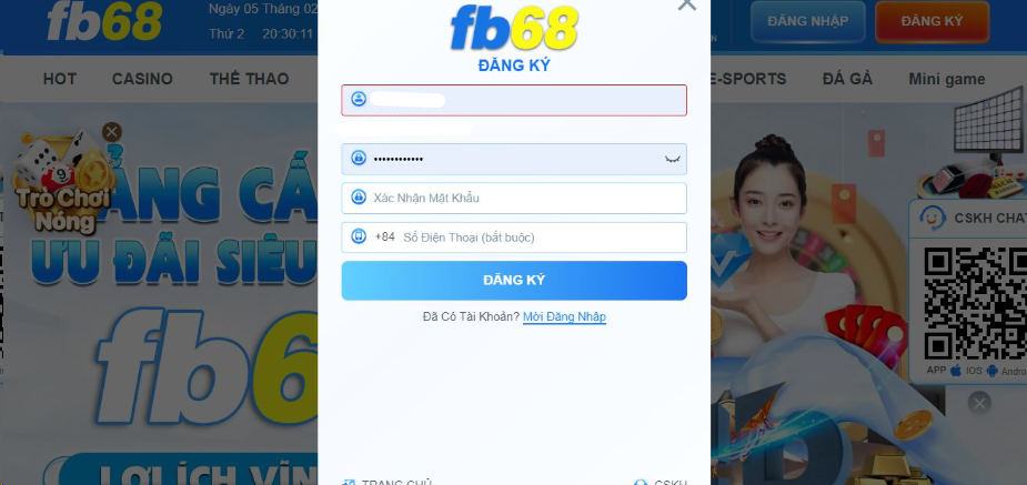 Hướng dẫn đăng ký thành viên tại nhà cái FB68 để đặt cược